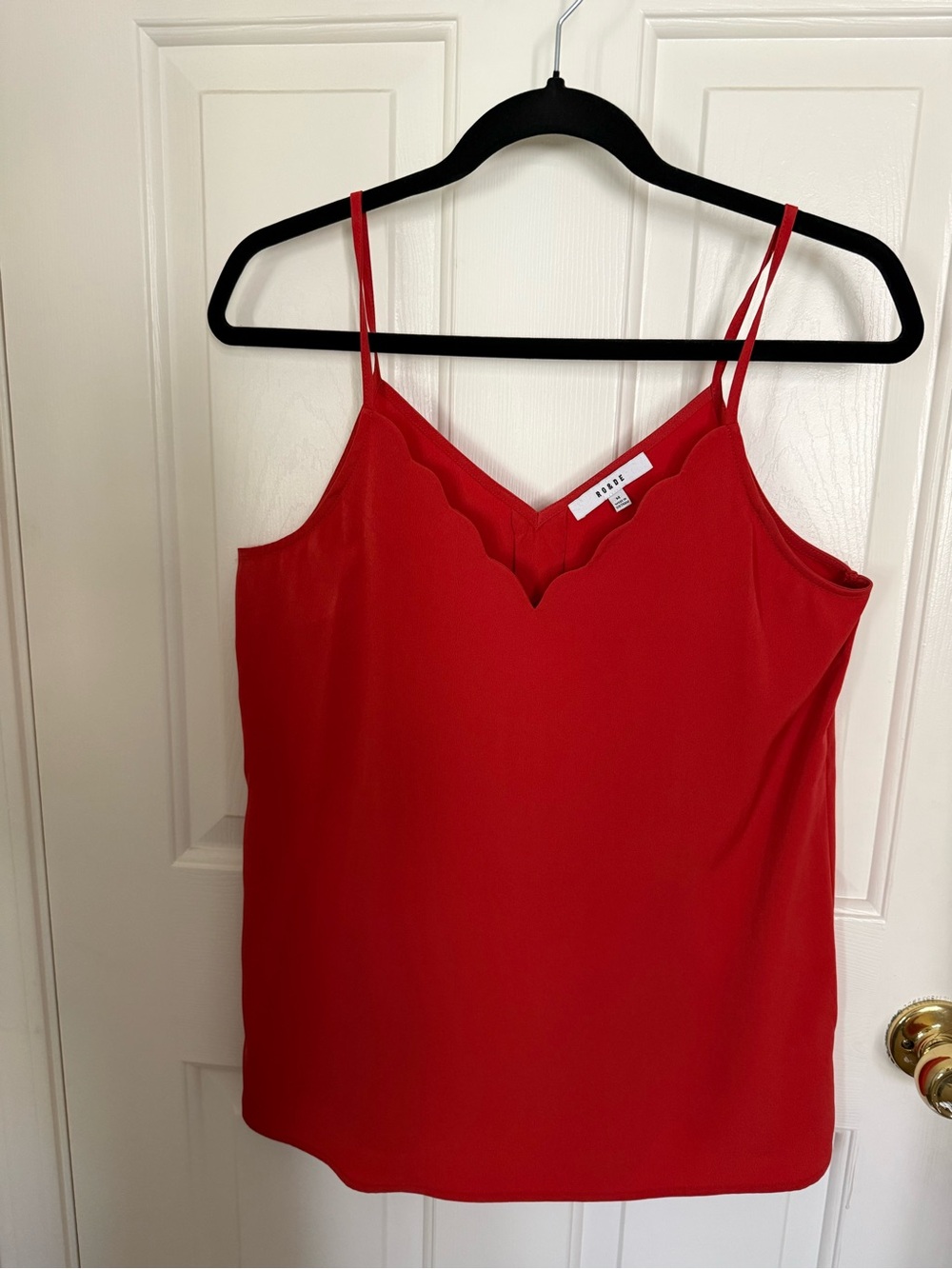 Ro & De Red Scallop V-Neck Spaghetti Strap Cami